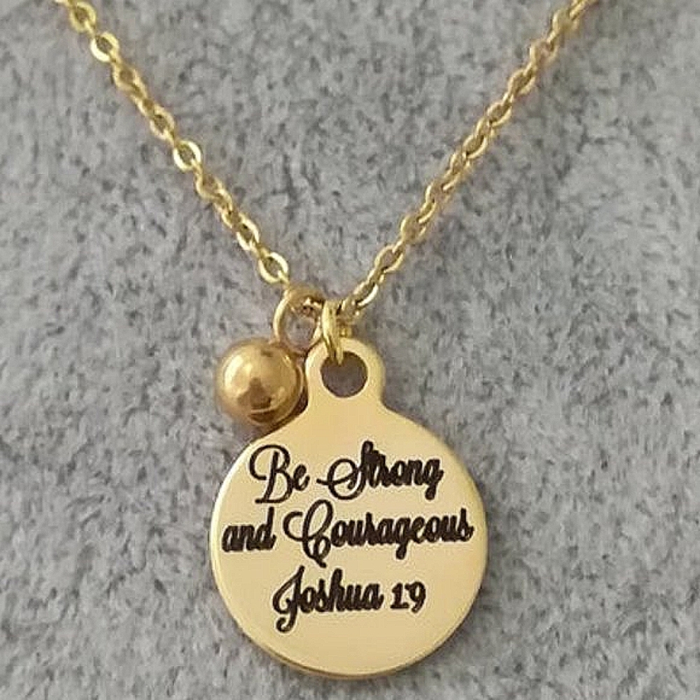 Gold Christian Bible Verse Scripture Necklace